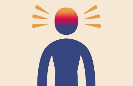 Person with their head displaying different colours and feelings