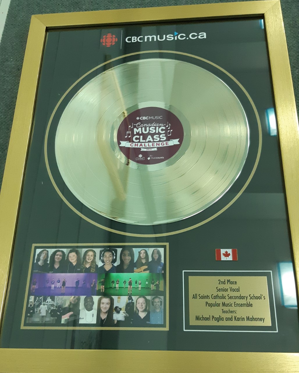 CBC Music Class Challenge Award for All Saints Catholic Secondary School