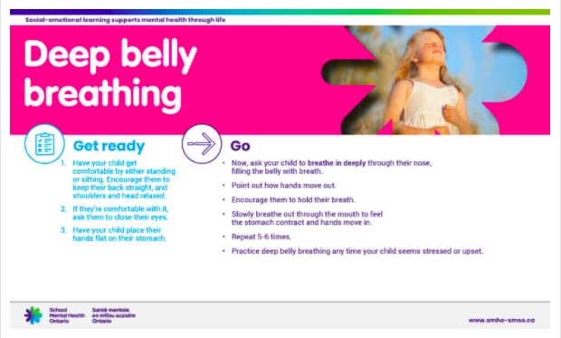 Deep belly breathing instructions
