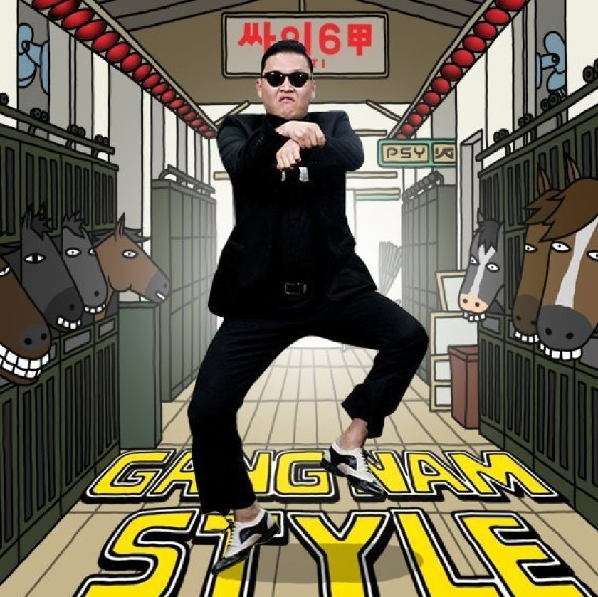 Male adult dancing the Gangnam Style dance