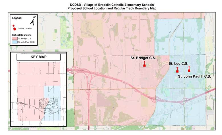DCDSB - Village of Brooklin Catholic Elementary Schools Proposed School Location and Regular Track Boundary Map