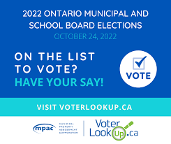 2022 Ontario Municipal and School Board Election are you on the list to vote?