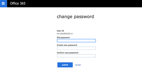 Office 365 image that shows to enter new password