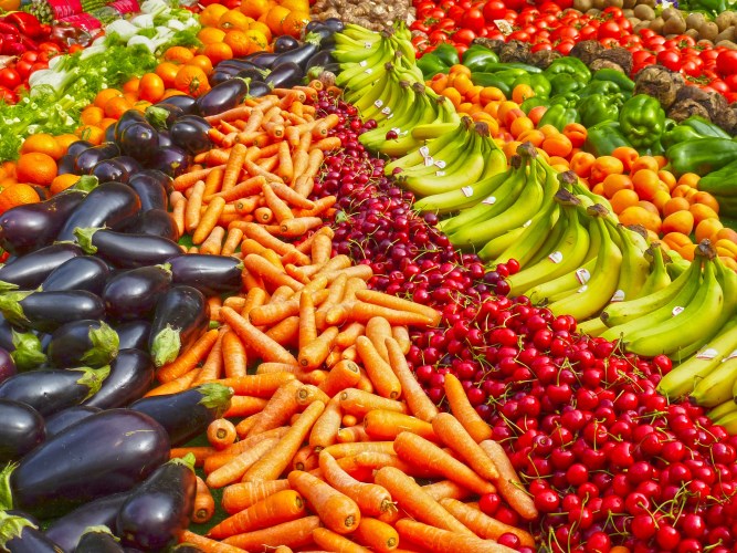 a photo of an array of fruits and vegetables