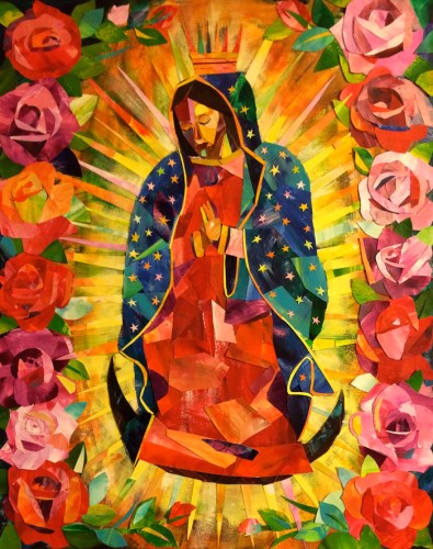a painting of our Lady of Guadalupe