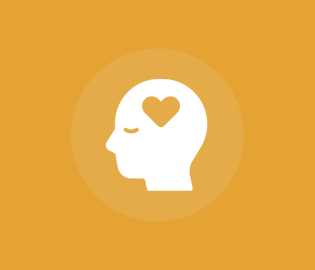 An illustration of a persons head with a heart on it
