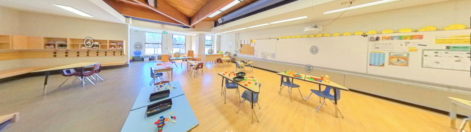 classroom with desks arranged