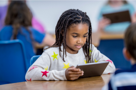 Student working on tablet