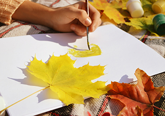 leaf and someone painting a leaf