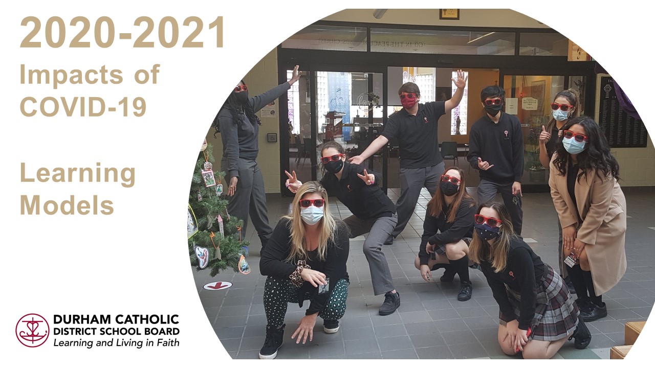 2020-2021 Accountability Report - Impacts of COVID-19 Learning Models Students and staff in a school wearing masks