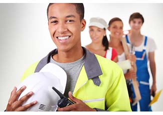 Students wearing clothing that represents different professions