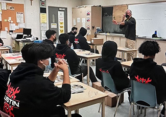 Students sitting in a classroom