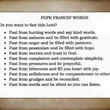 Words about fasting for lent said by Pope Francis