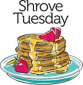cartoon image of pancakes and text that reads Shrove Tuesday