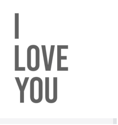 grey text that reads I love You over a white background