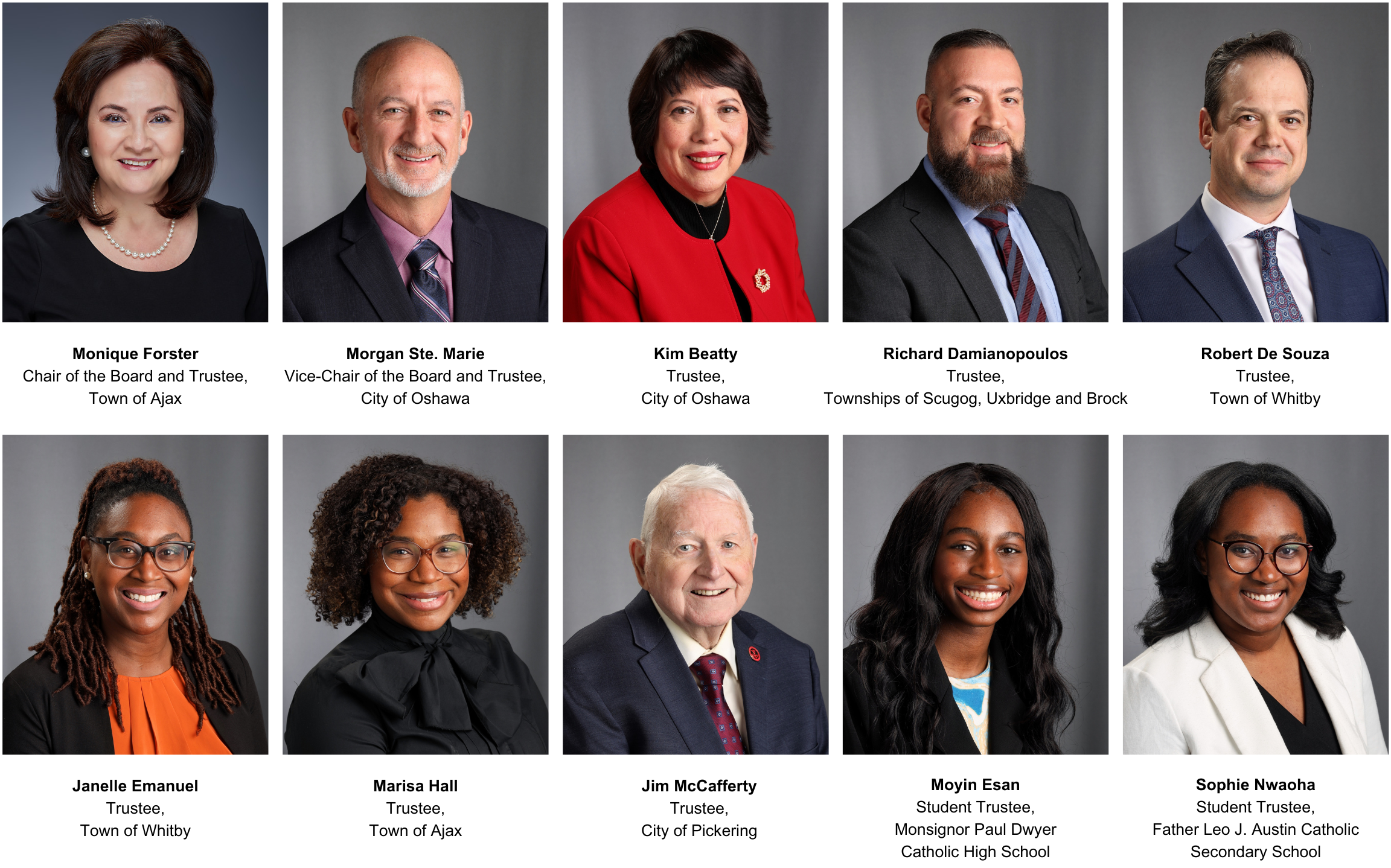 Male and female portraits of the Board of Trustees