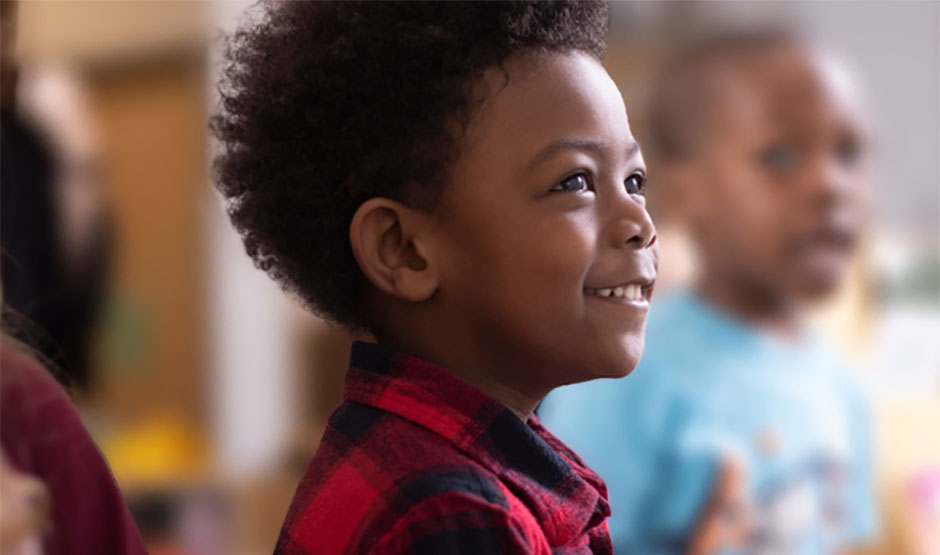 Young boy in classroom