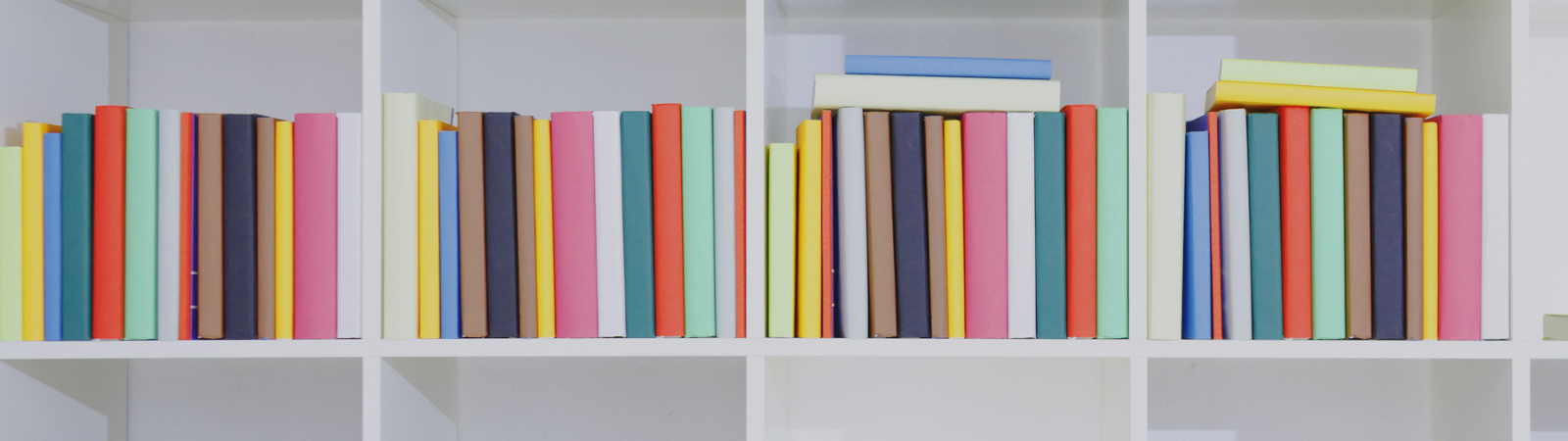 bookshelf with colourful books