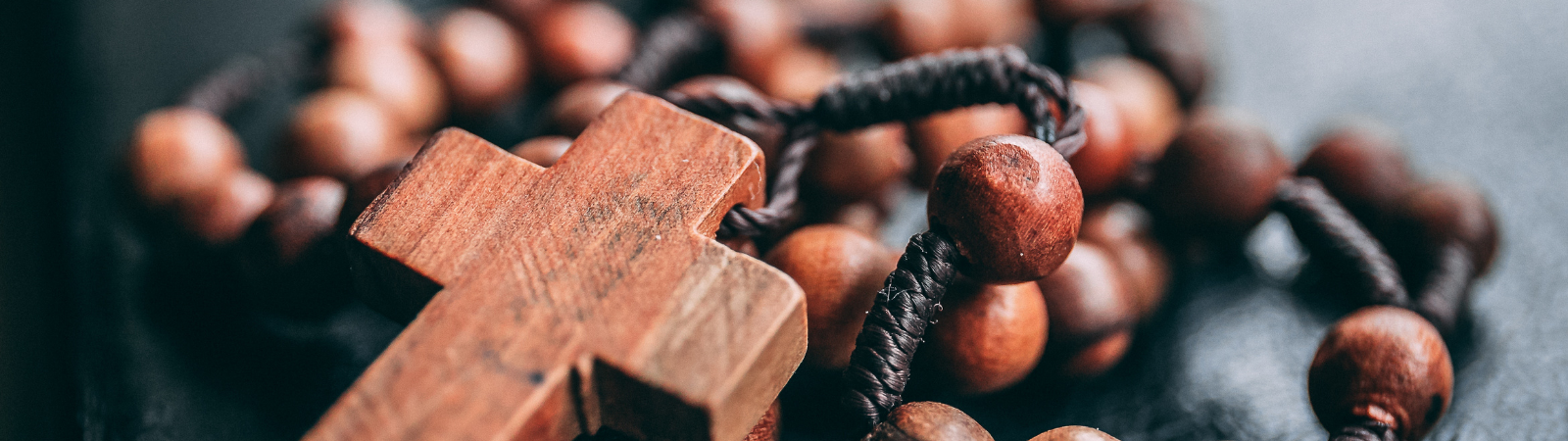 close up of a wooden rosary