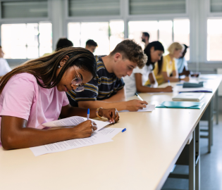 Students filling out document