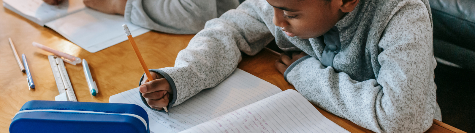 Young boy doing homework