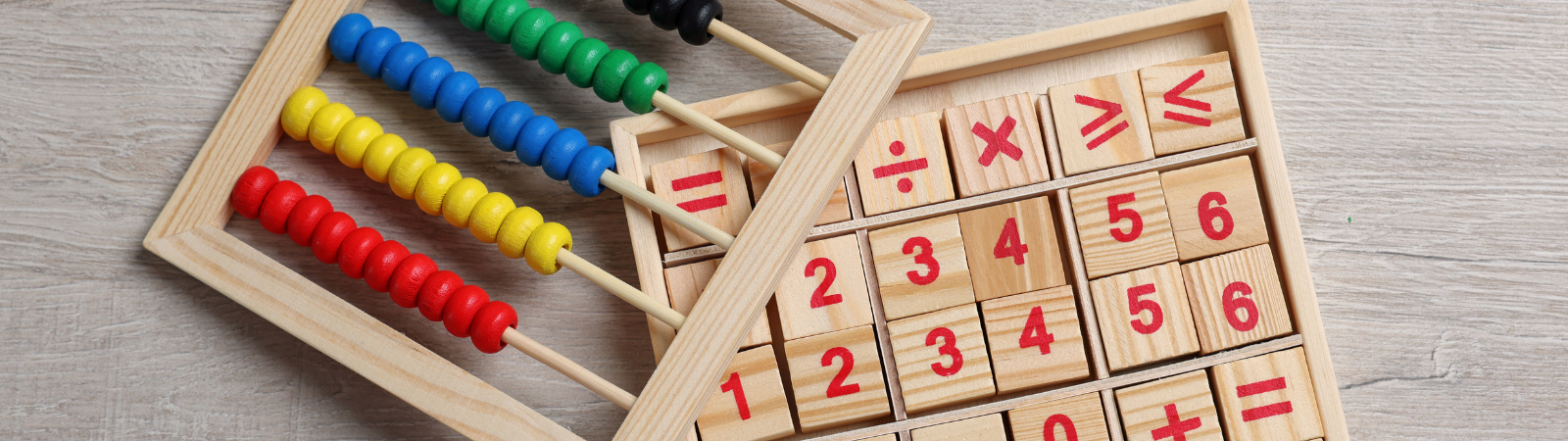 An Abacus and block numbers and math symbols