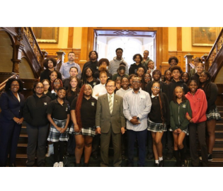 Students in a parliament building