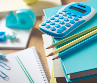 Math textbooks and a calculator