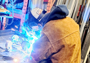 A student welding