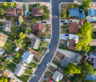 aerial view of a street 