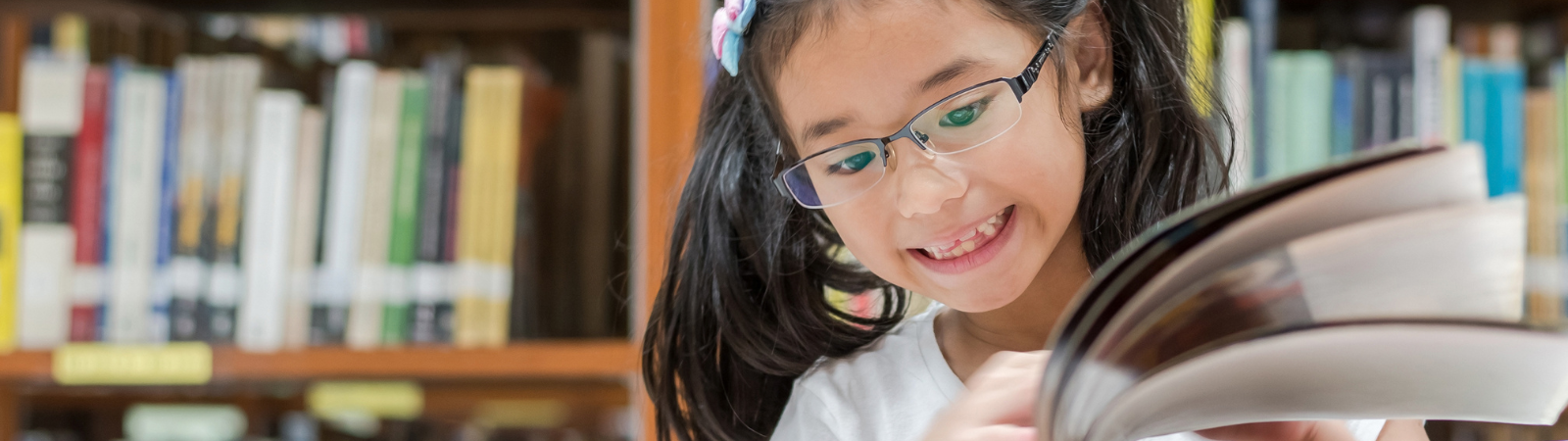 Young girl reading a book