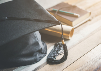 Graduation cap and diploma