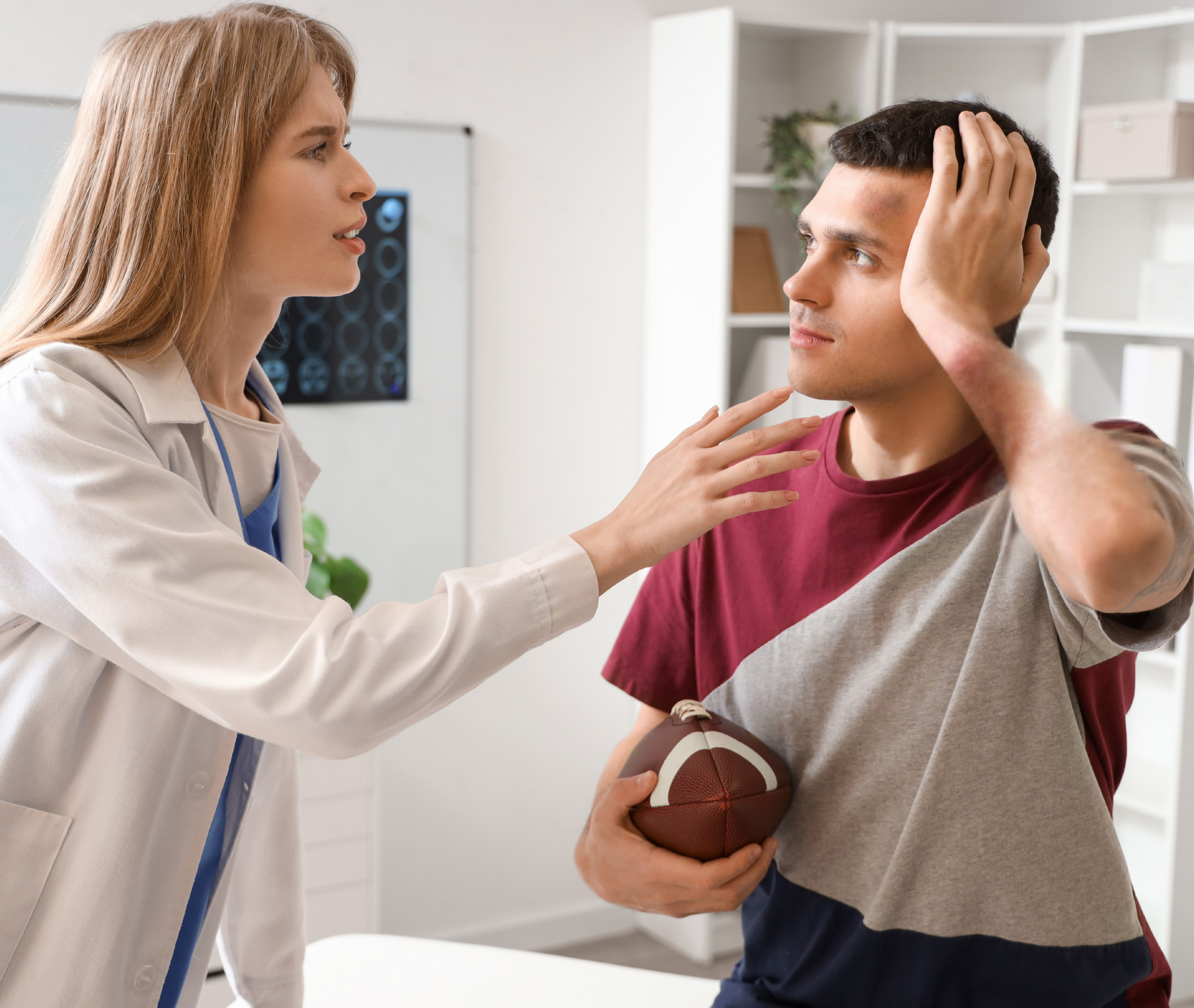 Person being assessed for a concussion