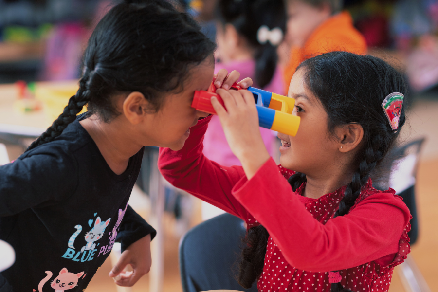 two girls playing together