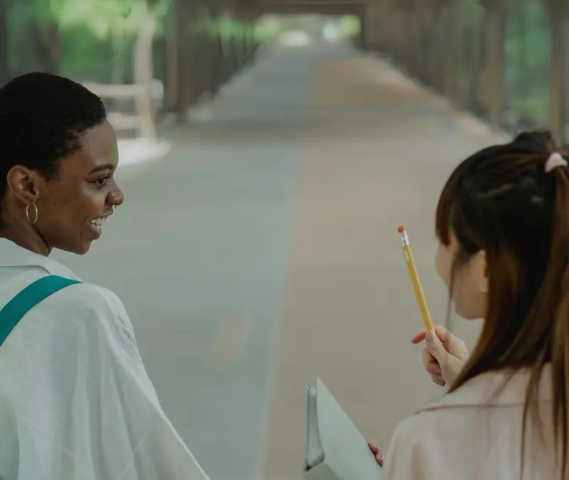 two students walking