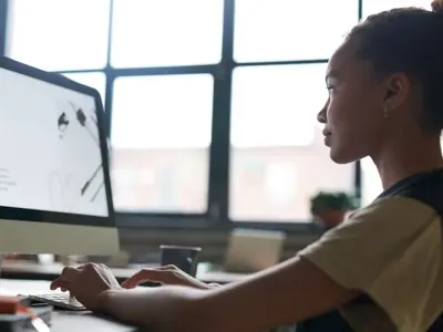 Young woman on the computer