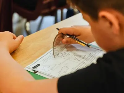 Student doing math homework